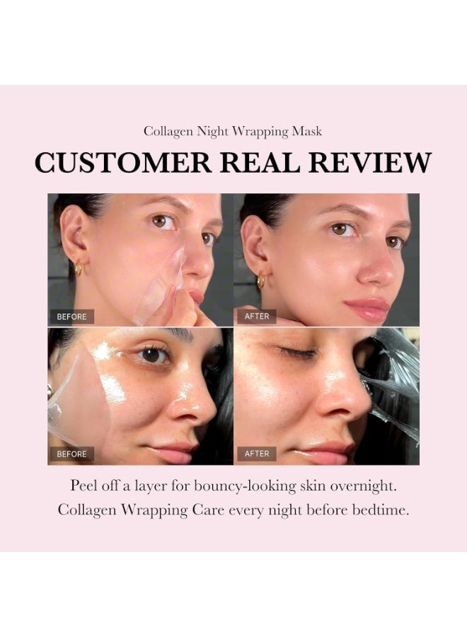 Medicube Collagen Overnight Wrapping Peel Off Facial Mask Pack - Elasticity & Hydration Care, Reduces Sagging & Dullness - Hydrolyzed Collagen For Glowing Skin - Korean Skin Care - Image 2